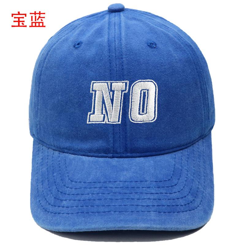 Neue Baseballkappe mit aufgesticktem Buchstaben NO, gewaschene Retro-Kappe für Männer und Frauen, Paar, lässiger Outdoor-Sonnenhut