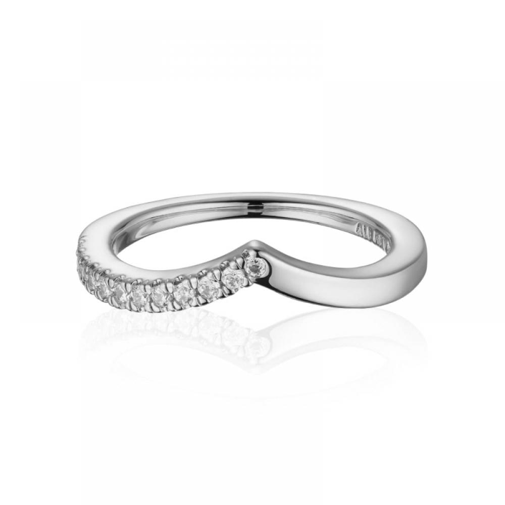 Pandora 192394c01 Timeless ShimmeRing Wishbone Half Sparkling Silver Ring