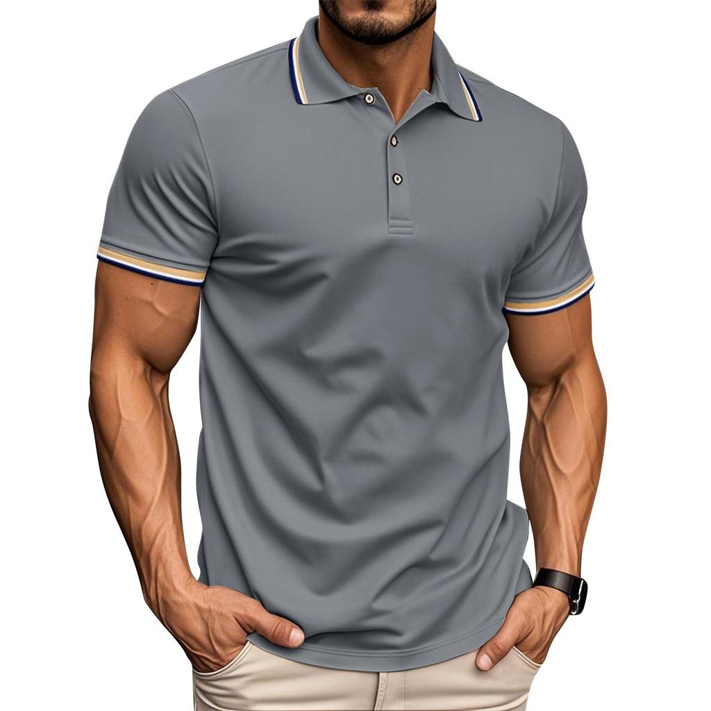 Men's American Net Lapel Golf Short Sleeve T-shirt Quick Drying  Shirt
