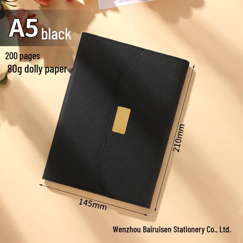 A5 Tri-Fold Spiral Notebook with Magnetic Buckle for Office, Business, and Student Use