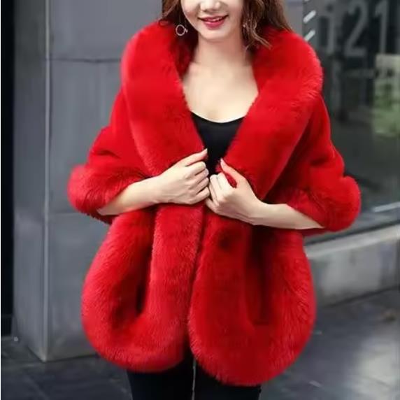 Bílý kožešinový šál bunda dámský podzim zima umělý norkový liščí kožešinový šaty čínský oděv plášť kabáty zesílený teplý krátký svrchní oděv