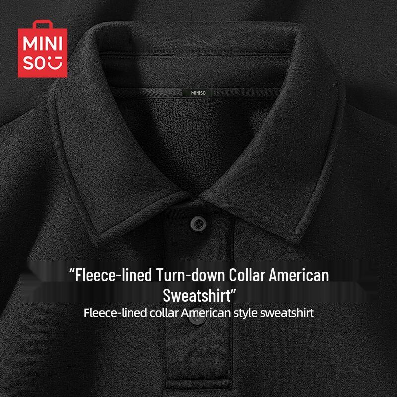 

MINISO Men s Plush Heavyweight American Style Turn-down Collar Sweatshirt XL
