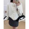 Early autumn new round neck knitted cardigan with top women's short versatile solid color soft waxy long-sleeved sweater jacket women