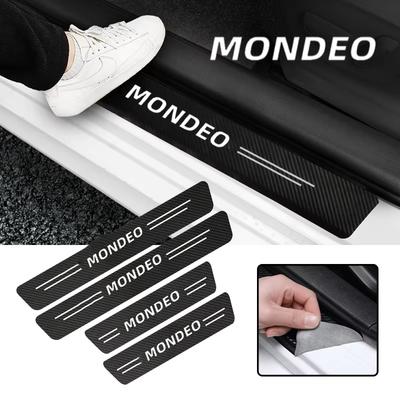 New Carbon Fiber Car Door Sill Sticker Threshold Side Anti Scratch Sticker For MONDEO Logo Waterproof Decal Car Accessories