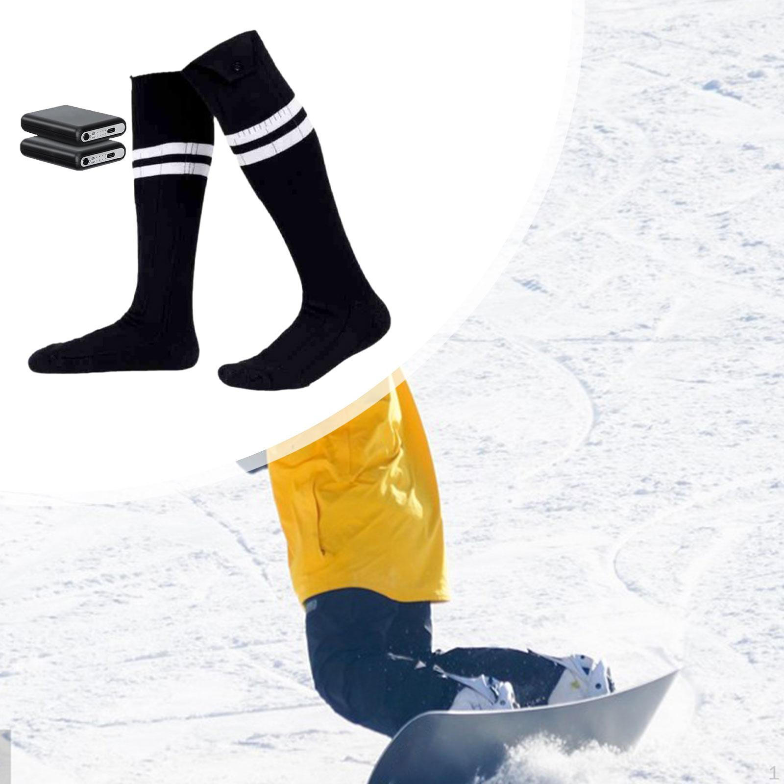 

Носки с электроподогревом Зимние теплые 4 режима Удобные нагревательные термоизолированные Black White Stripe