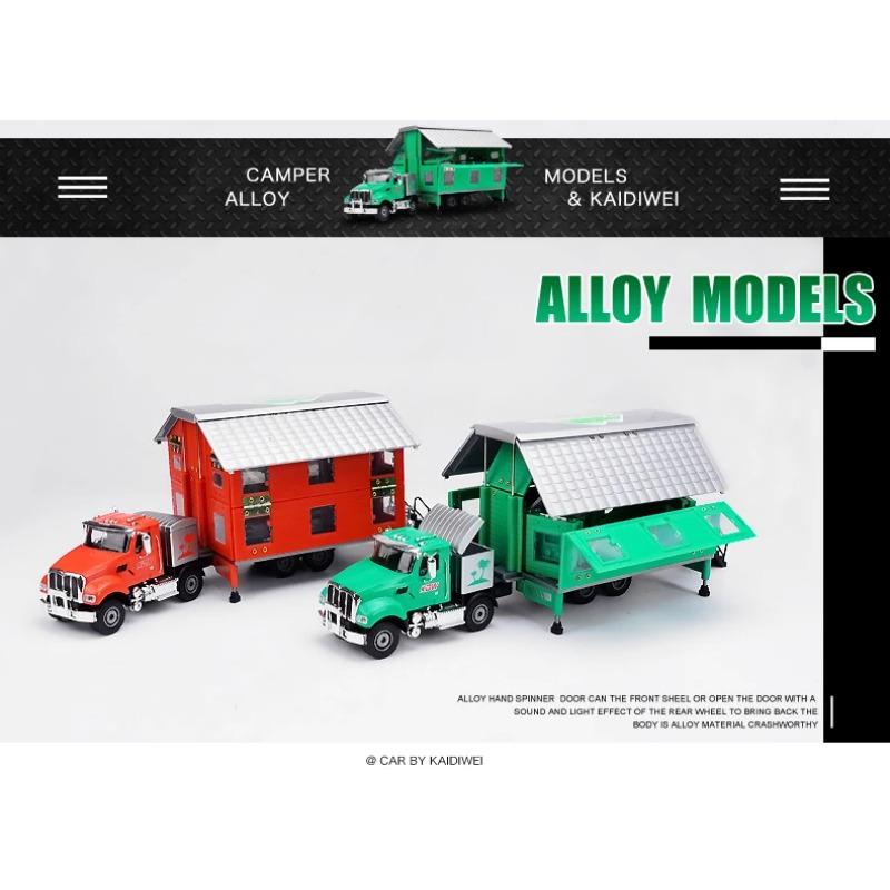 1/50 Alloy Luxury RV Recreational Vehicle Car Model Metal Camper Van Motorhome Double Deck Touring Travel Car Model Children Toy Gift