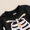 Toddler Boy Skeleton Outfits Crew Neck Long Sleeve Pullover Sweatshirt Pants Baby Infant Halloween Outfits