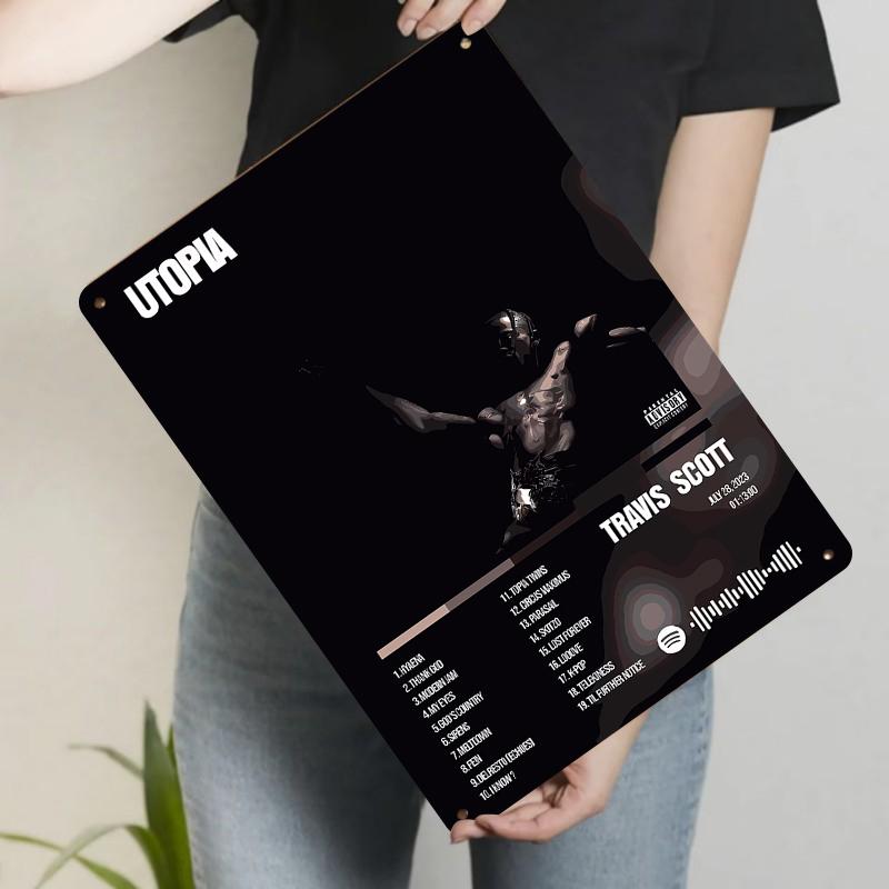 

Travis Scott Utopia Album Cover Custom Metal Wall Art Music Decor for Fans 20x30cm（7.8x11.8inch）