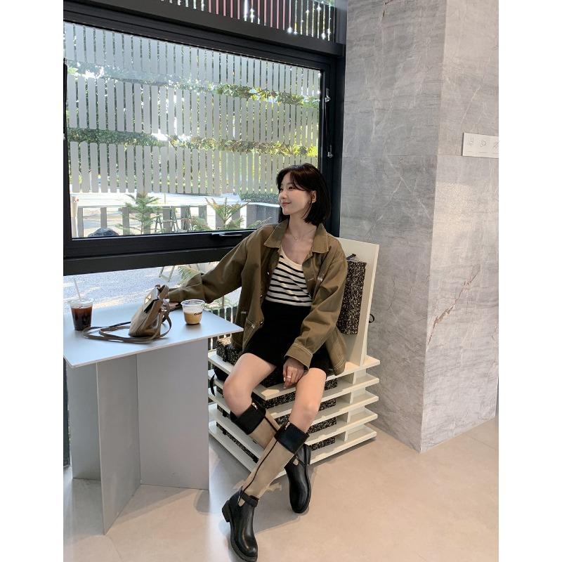 [] Outdoor Girl~ Kick Not Rotten Leather Thick-soled Heightening Martin Boots Short Boots Women's Rhubarb Boots