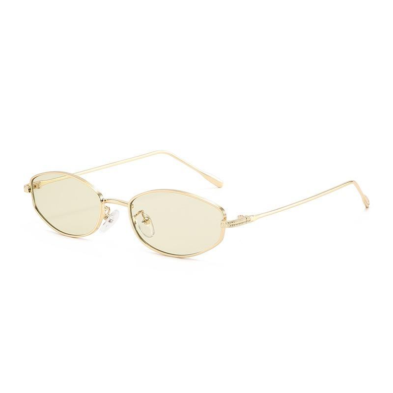 Luxury Polygon Small Frame Oval Exquisite Metal Glasses for Men and Women Rectangle Anti-Uv Sunglasses Ladies Rhombus Eyewear