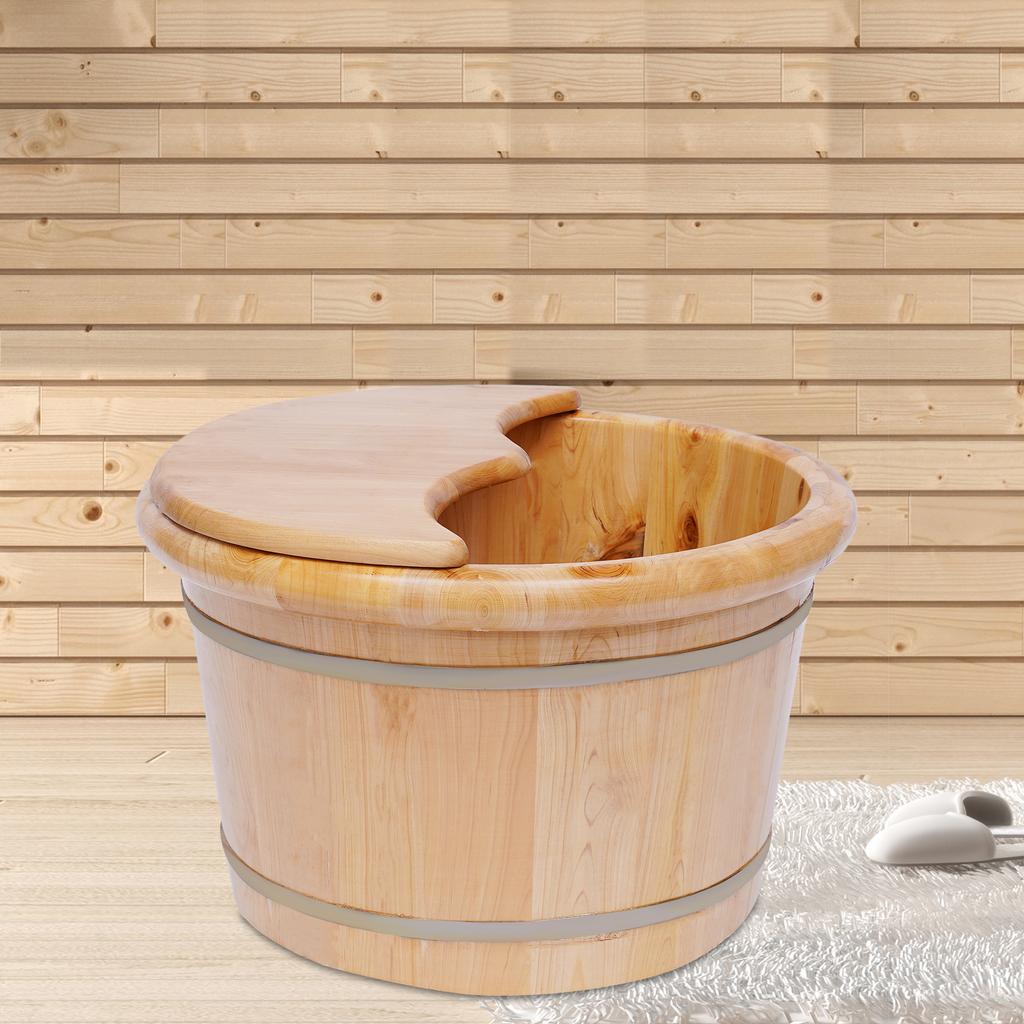 31cm Wooden Bucket Foot Bath Massager Suitable for Office Workers, Seniors, Athletes, Family Members