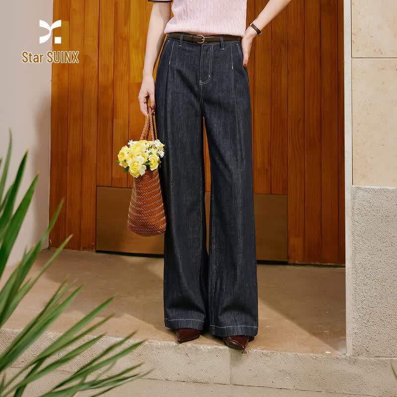Women s Retro Washed Wide-Leg Denim Jeans M
