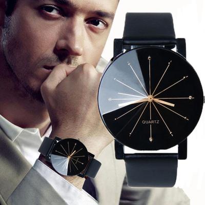 Luxury Couple Quartz Sport Military Stainless Steel Dial Leather Band Wrist Watch Fashion Jewelry