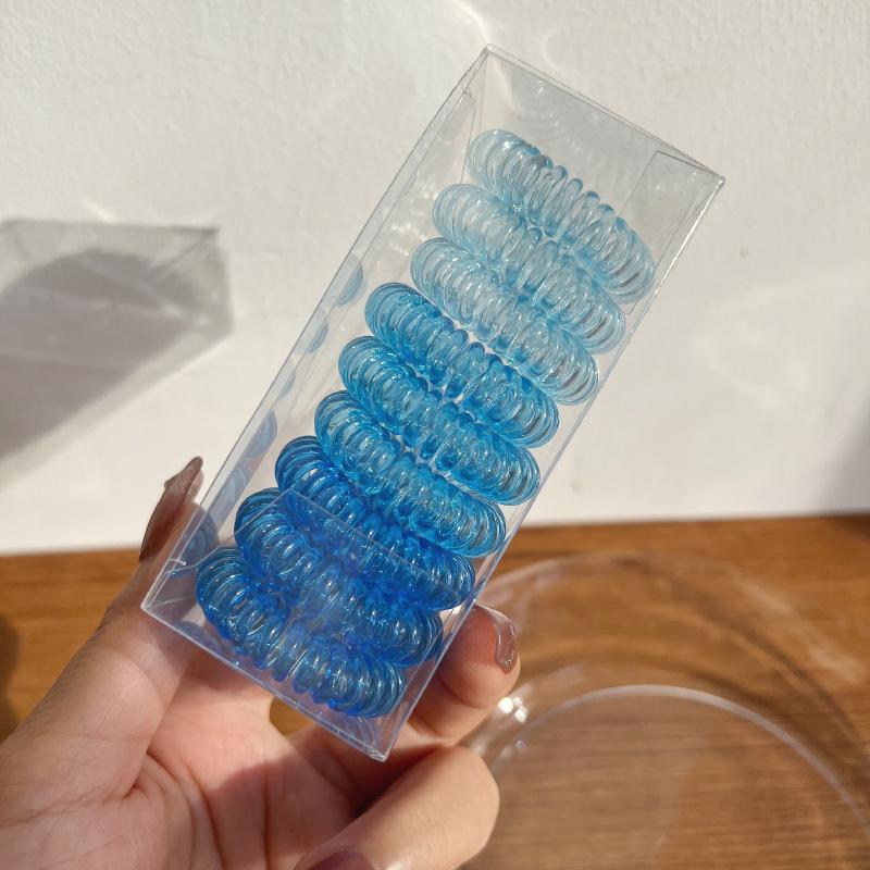 9 Pcs/Box Telephone Wire Elastic Hair Bands Transparent Rubber Bands Spiral Hair Ties Accessories for Women Girls Kids