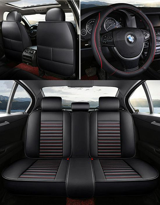 Universal Leather Car Seat Cover - All-Season Full Set Cushion