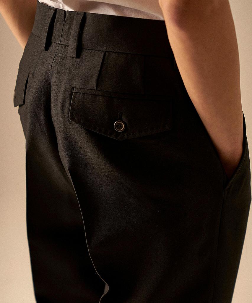 BIRD CHE Cole S Black Woolsilk Slacks