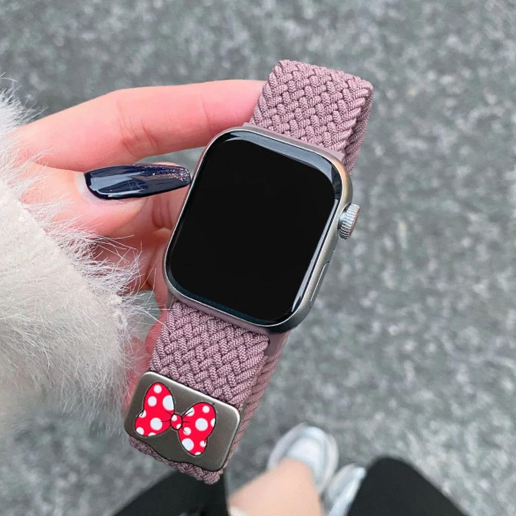 Braided Nylon Strap For Apple Watch Ultra 49mm 10 46mm 42mm 9/8/7 Magnetic Butterfly Knot Bracelet iWatch 6/5/SE/3 WristBand