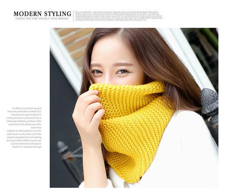 Women's Knitted Wool Snood: Winter Warm Solid Color Neck Warmer & Protector for Students and Couples