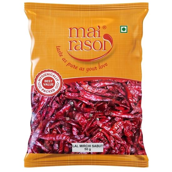 MAI RASOI Lal Mirch Sabut/Long Red Chilli Whole 50gram