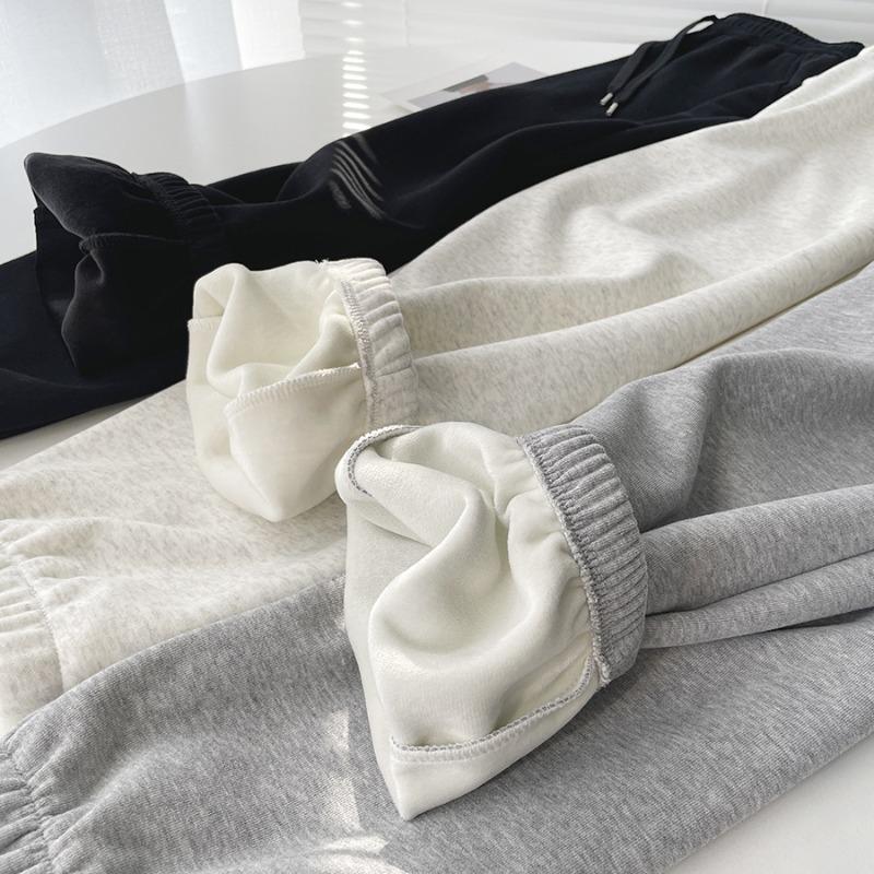 Han Shu's Simple Autumn and Winter Velvet Thickened Sweatpants Casual Couple Sports Loose and Thin Leggings 8