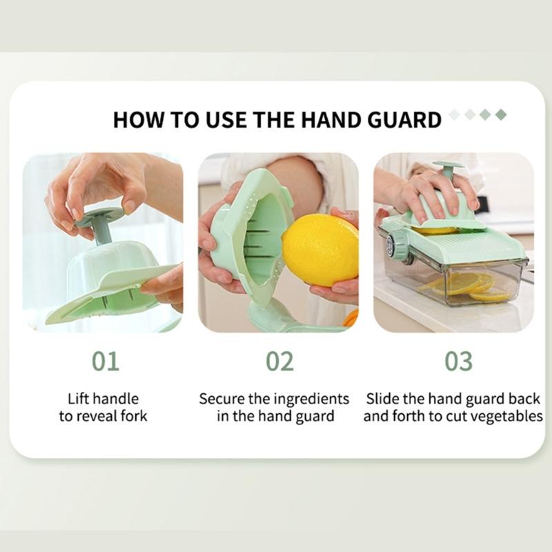 Handheld Kitchen Mandoline Slicer for Vegetables Cheese Manual Onion Cutter Practical Food Cutting Tool with Container