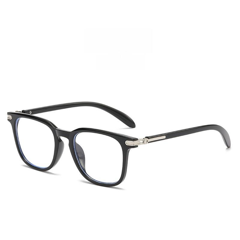 Retro Wood Grain Square Eyeglasses Frame For Men And Women With Blue Light Blocking In Classic Black