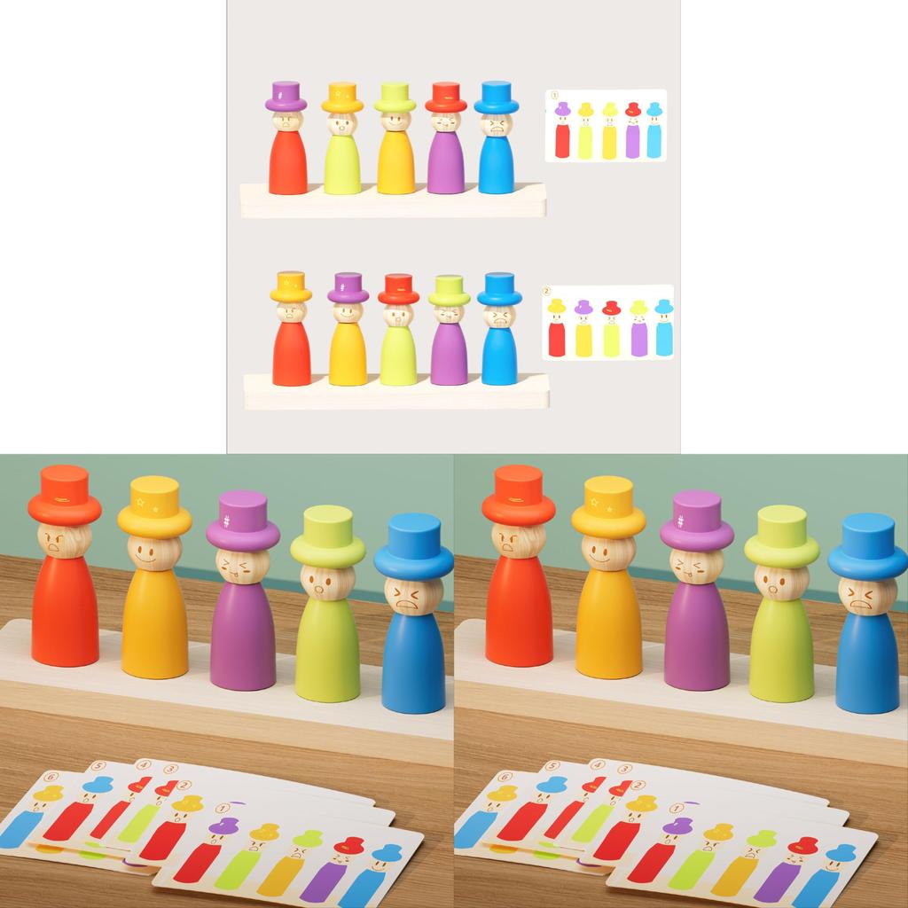 Montessori Holzspielzeug für Kleinkinder mit Gesichtsausdrucksfiguren für frühes Lernen und Feinmotorik