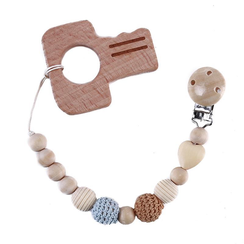 Buy Teether Wooden Toy Baby Teething Kid Wood Keychain Rattle AA at affordable prices — free