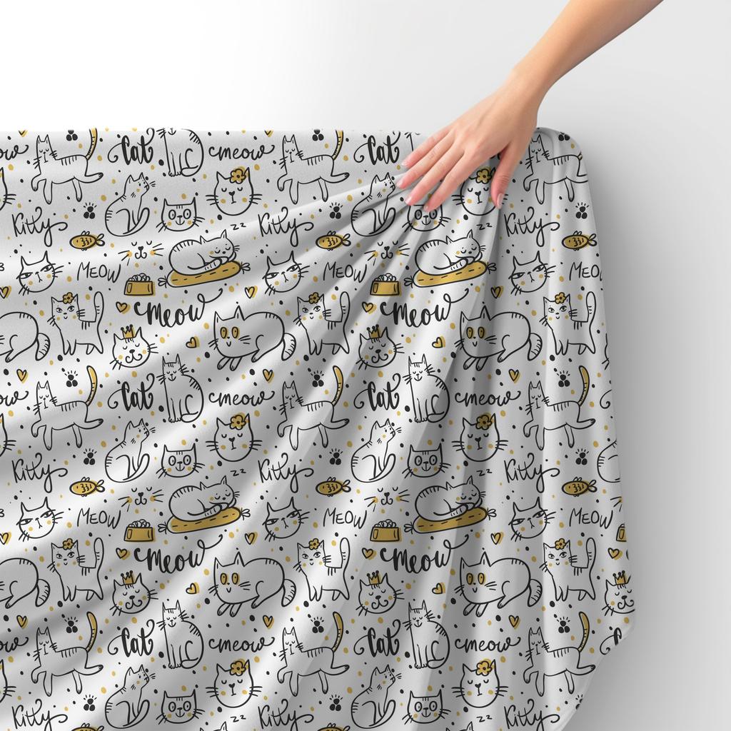 Royal Samt Stoff Polyester Zum Nähen - Motiv Hauskatze