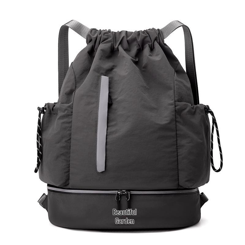 Stylish Outdoor Basketball Backpack with Reflective Strips - Lightweight, Large Capacity, Drawstring Closure