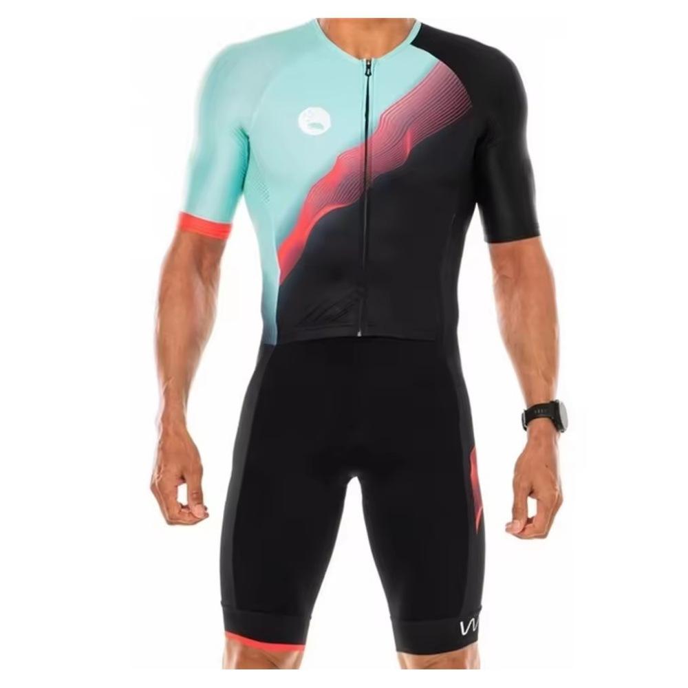Summer short-sleeved triathlon onesie cycling suit sweat-absorbing breathable outdoor sports road mountain bike onesie