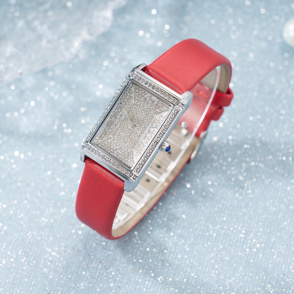 Elegancki Damski Zegarek z Diamentami Gwieździste Niebo - Luksusowy Kwadratowy Design z Pełnym Zestawem Diamentów