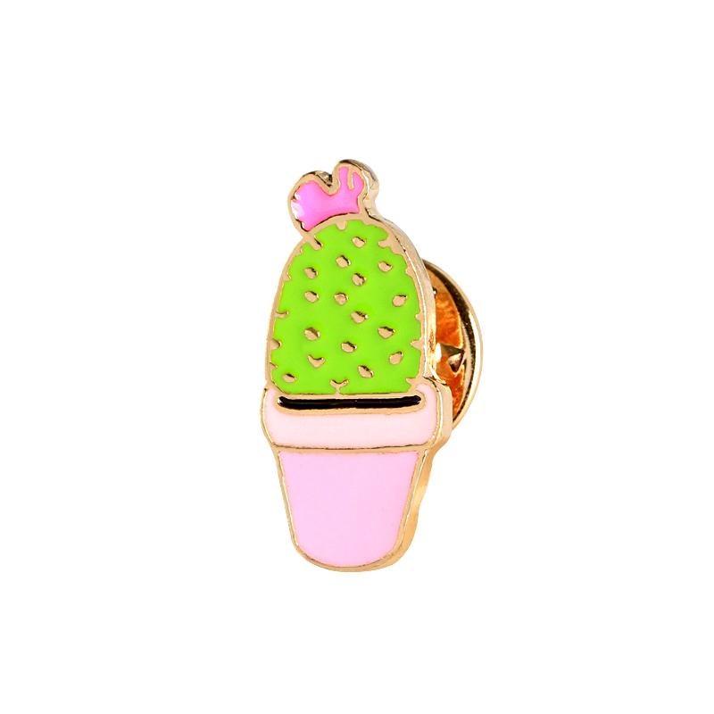 19 Styles Summer Cup Potted Design Enamel Brooches Mini Cactus Potted Plant Shaped Pins Women Girls Gardening Backpack Badge