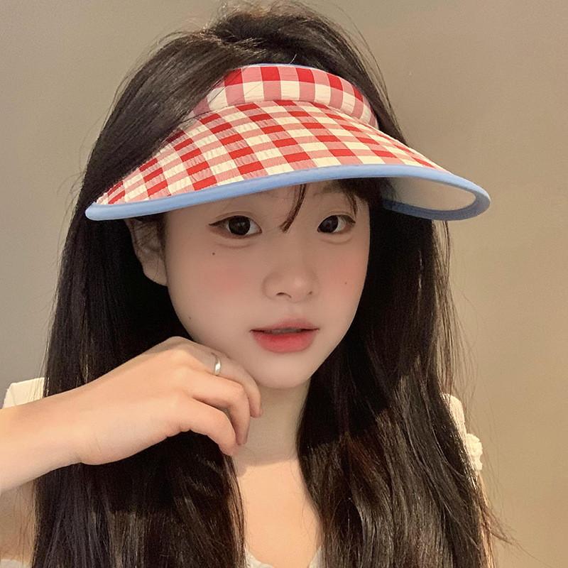 Cap Sun Sunscreen Hat Grid Pattern Uv Protection Breathable Versatility Unisex