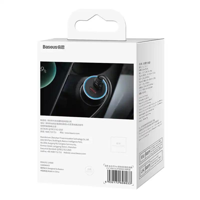 Ładowarka Samochodowa Baseus Golden Contactor Pro, 2X Usb-C, 40W (Niebieska)