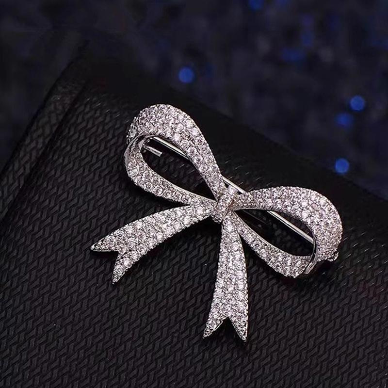 Elegant Bowknot Water Drop Brooches Pin For Girl Bridal Shiny Metal Small Brooch Pin Lapel Pins Fixed Anti Button Clothing