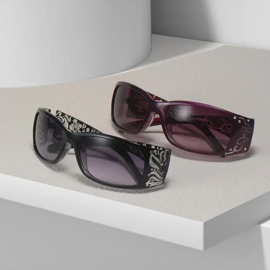 2PCS Vintage Classic Pattern Decoration Women's Sunglasses Y2K Suitable For Travel Vacation Decoration Glasses
