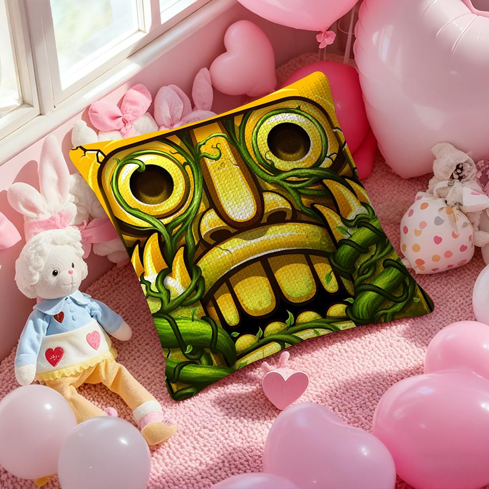 PopParkour Game Temple RunA Pillow Case Antidustmite Pillowcase Invisible Zipper Silky Short Plush Sofa Cushion Cover