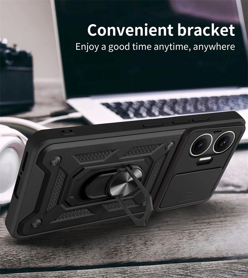 Slide Camera Armor Case For Xiaomi Poco F7 Pro F 7 Ultra M7 Plus 5G PocoF7 M 7 4G Protector Cover Ring Stand Holder Fundas Coque
