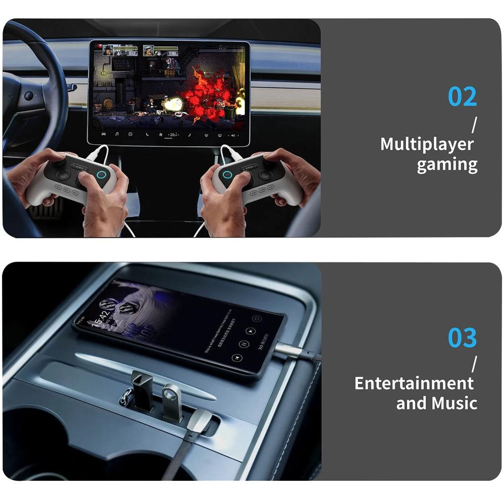 Intelligent Docking Station For Tesla 27W Quick Charger USB Shunt Hub For Model 3  2022 Model Y Central Control Splitter