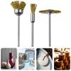 3Pcs Coppers Iron Rotating Brushes 2.35mm Arbor Size Multi Functional Design For Accuracy Grinding Tasks
