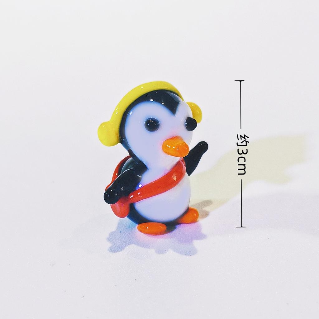 Mini Glass Penguin Figurine Cute Animal Household Tabletop Christmas Ornament Living Room Car Gifts Decoration Supplies New