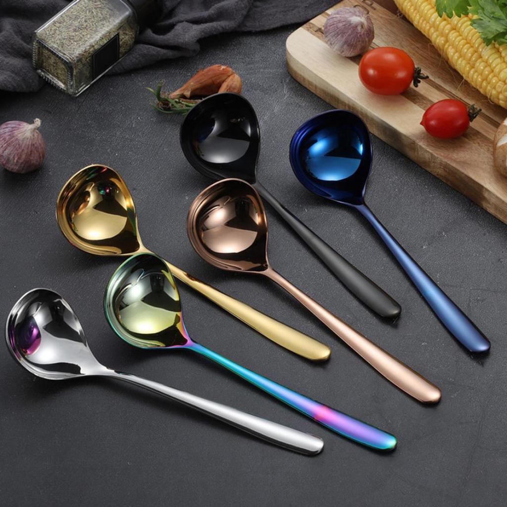 H&K Store 1Pc Household Stainless Steel Soup Scoop Noodle Spoon Kitchen Utensil Tableware
