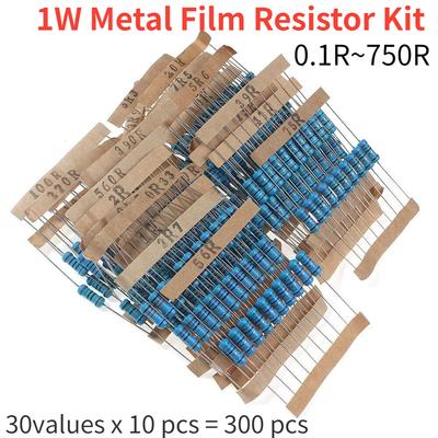 300PCS/Lot 0.1R~750R Metal Film Resistor Pack Assorted Kit, 30 Kinds 1W Diy Electronic 1% Set of Resistor 330R 390R 470R 560R