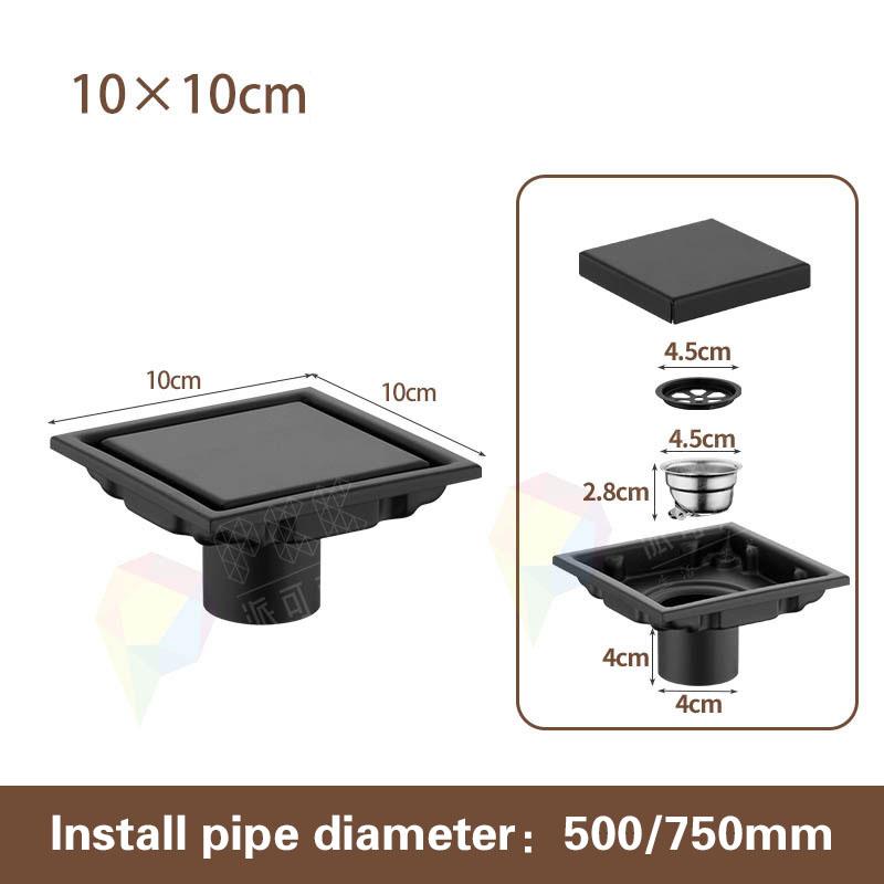 

10/11/15cm Tile Insert Square Floor Waste Drain Bathroom Grates Shower Drain 304 Stainless Steel Large Flow Drainer Accessories