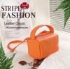 Módní dámská oranžová crossbody taška přes jedno rameno - Ruční čtvercový styl krabičky na oběd v bílé barvě