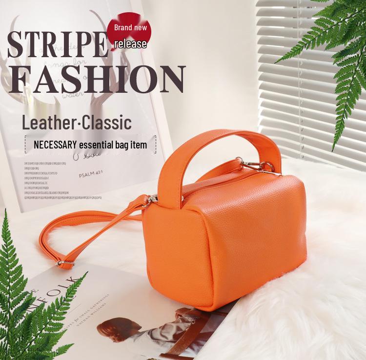 Módní dámská oranžová crossbody taška přes jedno rameno - Ruční čtvercový styl krabičky na oběd v bílé barvě