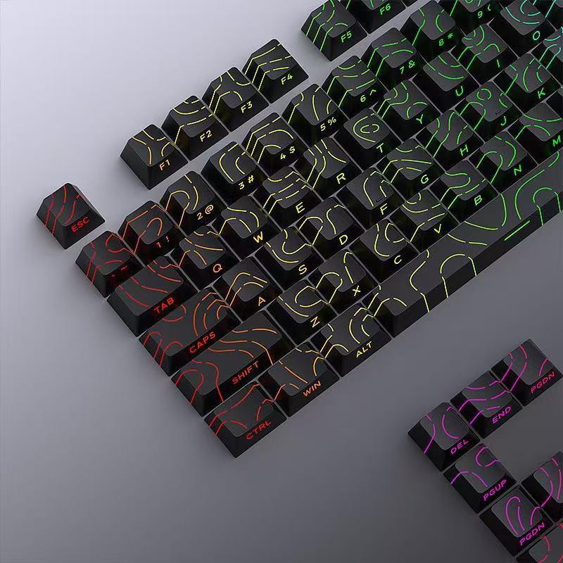 Keycaps 4.0 Version Shine Through 97 Key Pbt Profile Side Print Backlit For Mx Gamer Mechanical Keyboard
