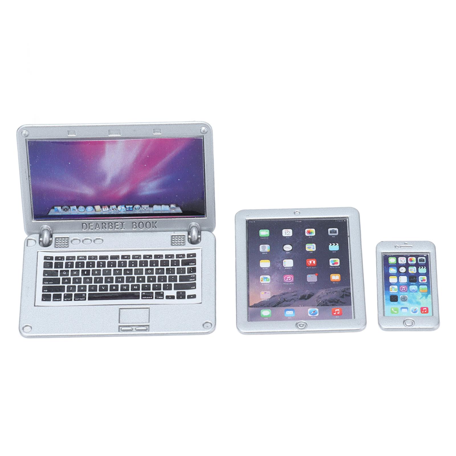 

3 шт. кукольный домик мини ноутбук планшет мобильный телефон набор аксессуары для куклы 1/6 1/12 DoolsPJ-500-XH-01