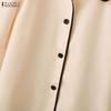 ZANZEA Women Casual Turn Down Collar Loose Half Sleeve Blouse